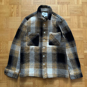 Wax London Whiting Black and Yellow Check Overshirt Size Small